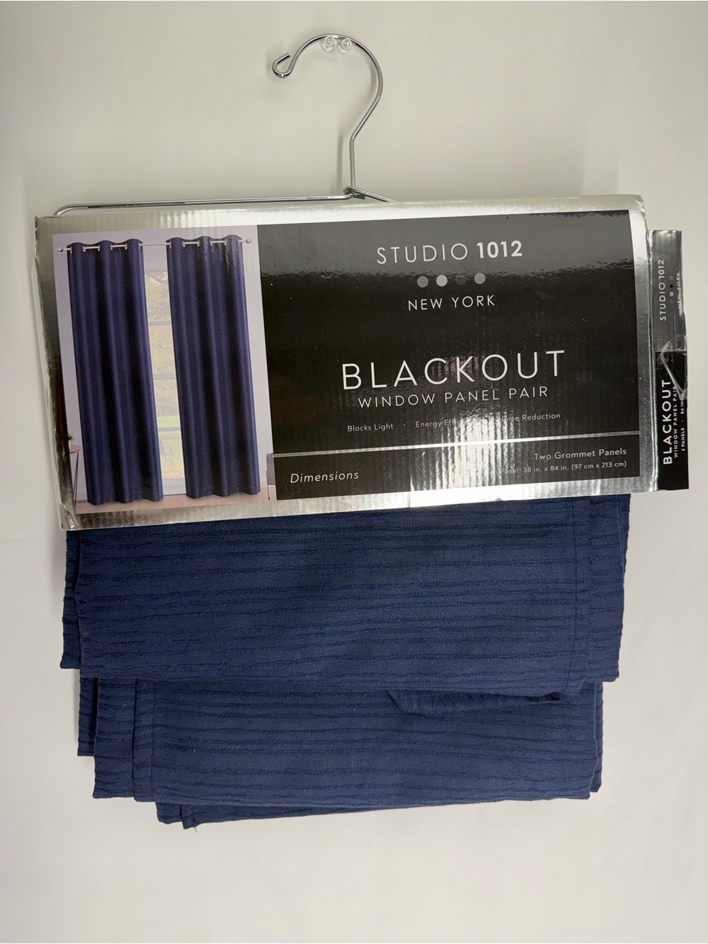 Studio 1012 Blackout Curtains 2 Panels Navy Blue Textured Grommet 38" x 84" NIB